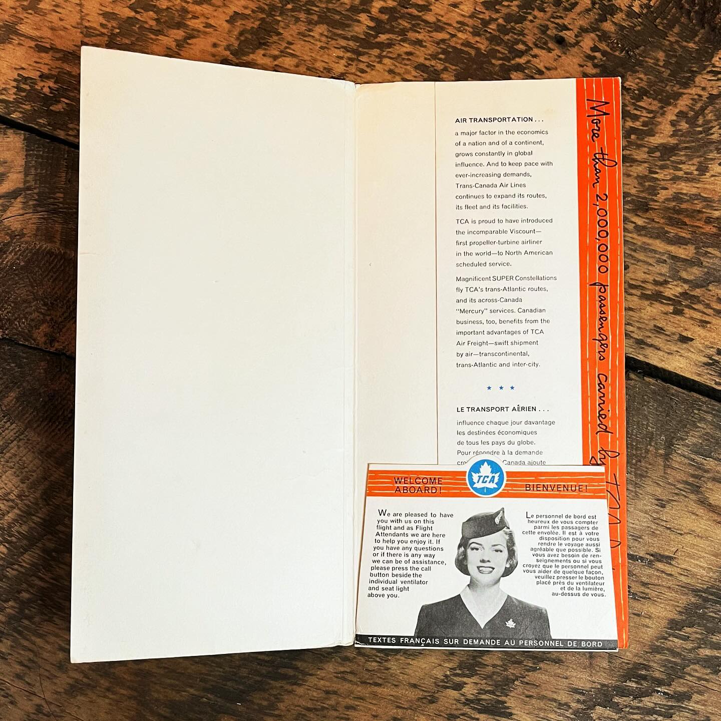 Vintage Trans-Canada Air Lines ticket folder (1950s)
