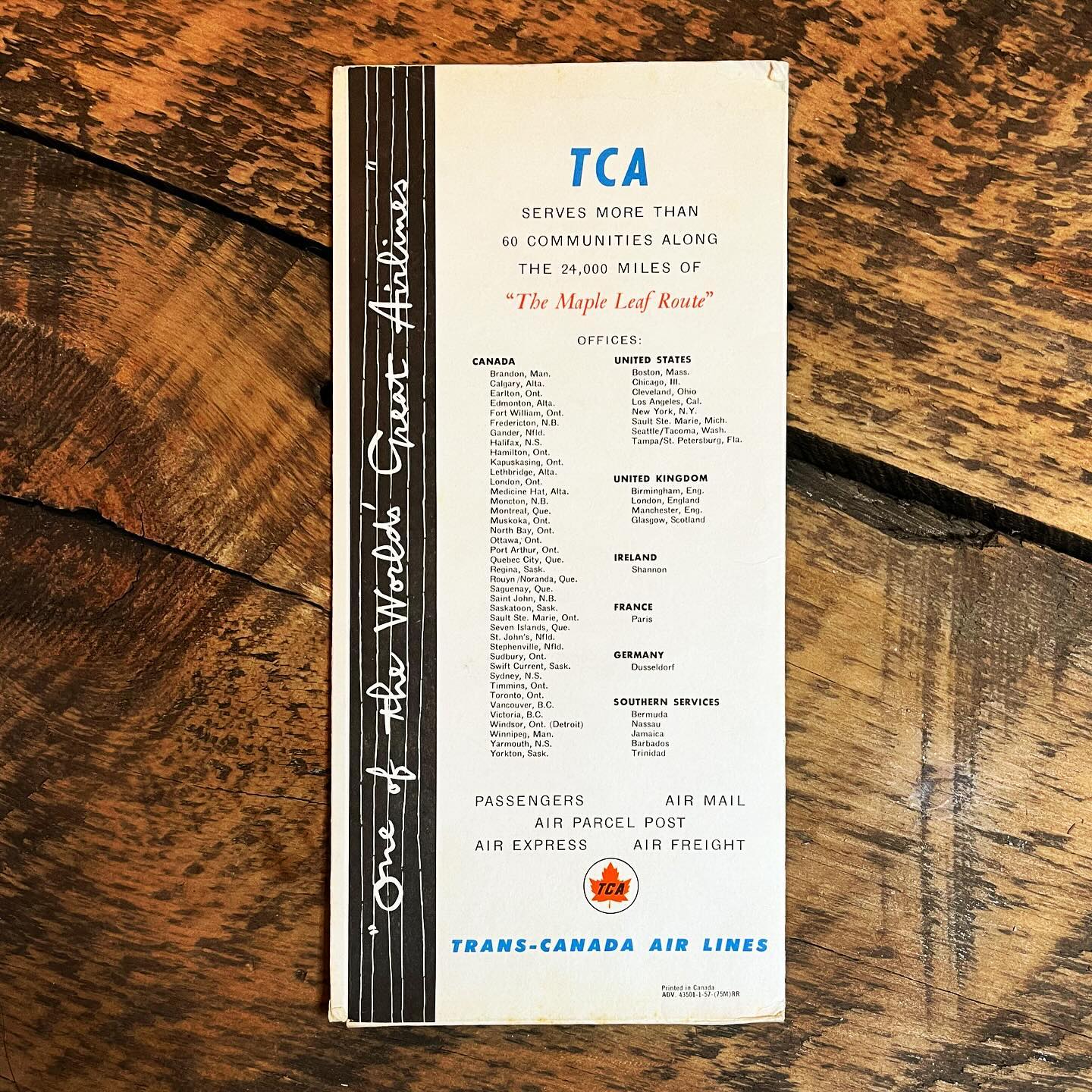 Vintage Trans-Canada Air Lines ticket folder (1950s)