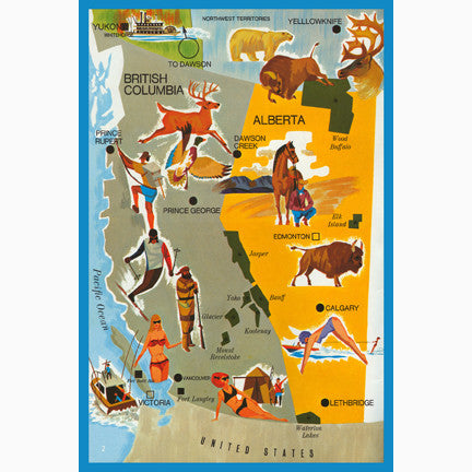 CCT0179 Animated Map of BC and Alberta 1967 Postcard