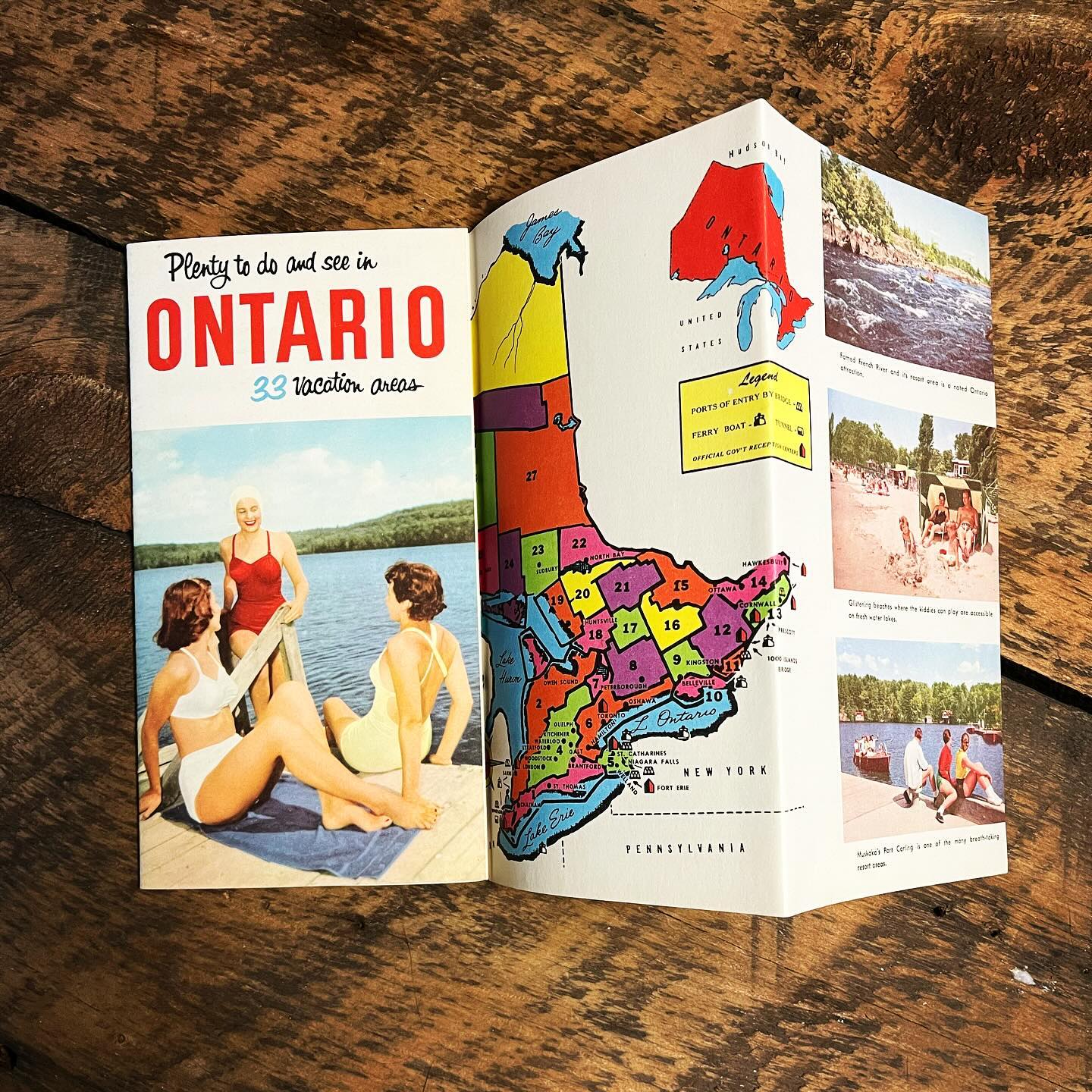 Vintage Plenty to See and Do in Ontario map (c1950).