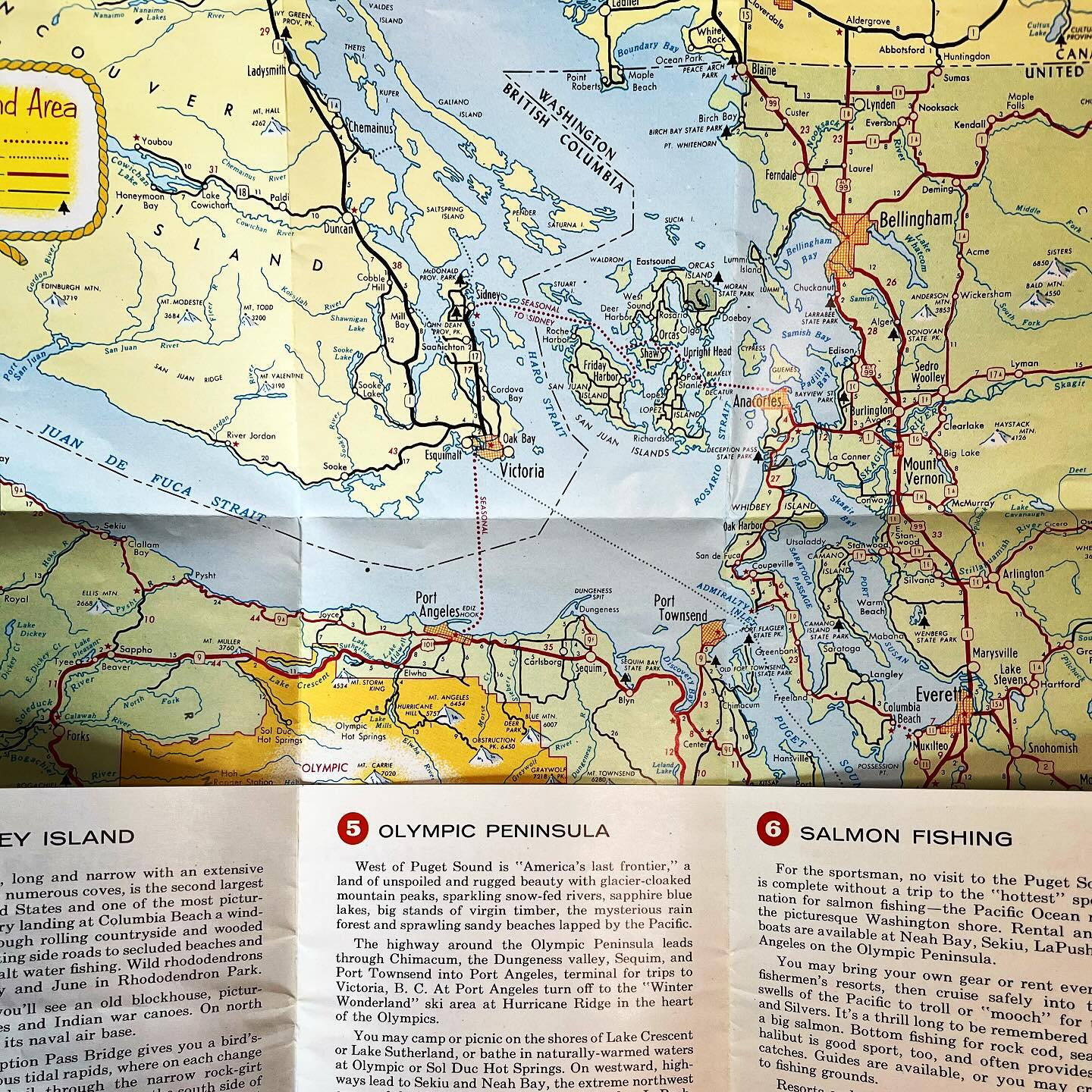 Vintage Puget Sound Ferry Cruises Map