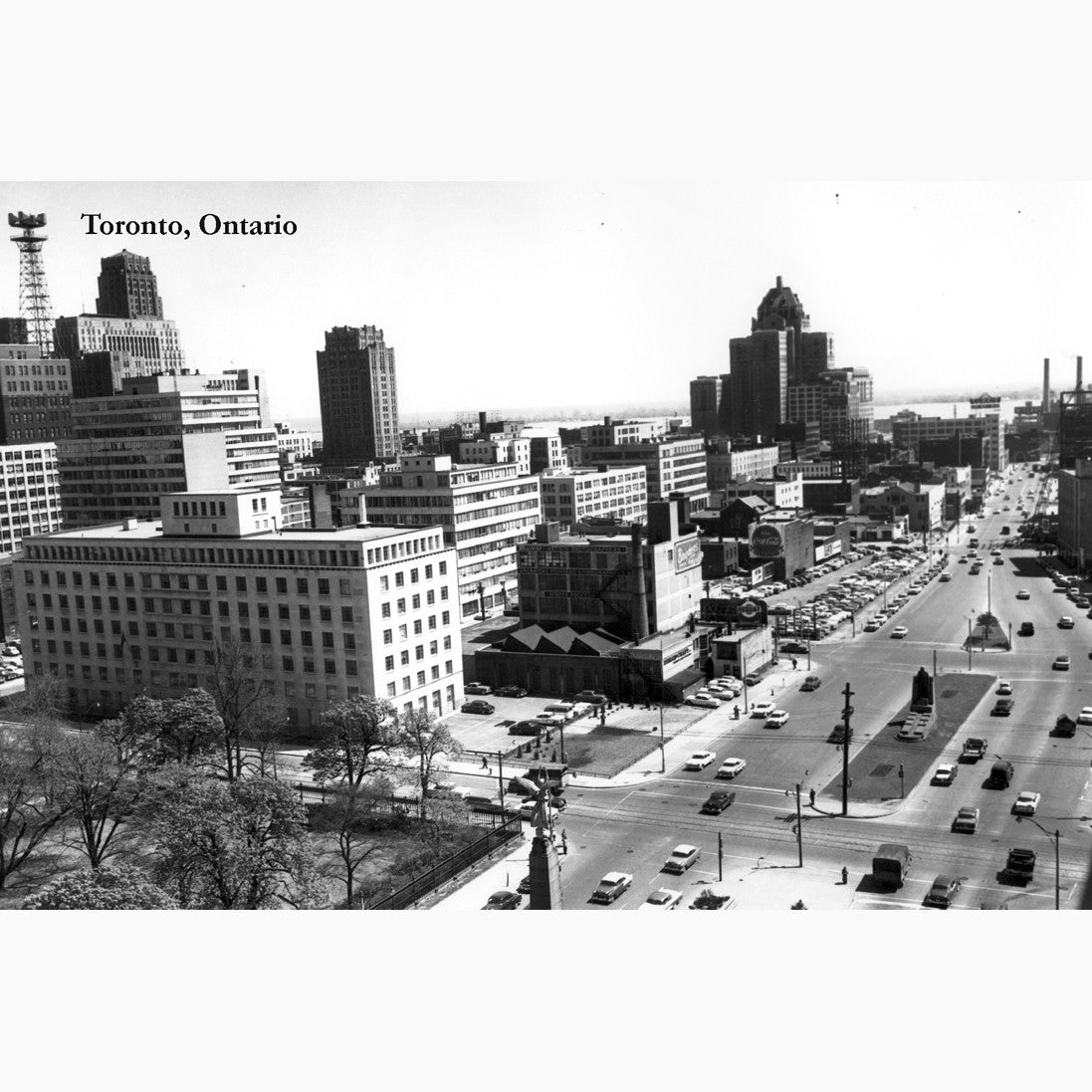Sounthern view from Canada Life Building to the Toronto core and Paramount Royal York Hotel circa 1954