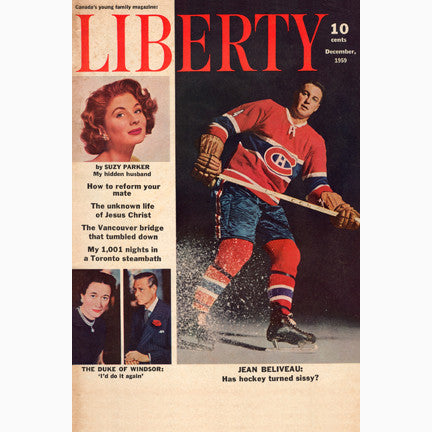 Cover of Liberty Magazine from 1959 with a uniformed Jean Beliveau of the Montreal Canadiens as well as teh Duke of Windsor