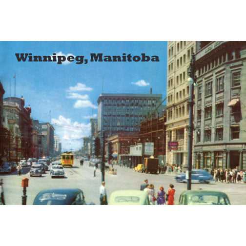 CCT0041 Downtown Winnipeg Portage and Main c1950 Postcard