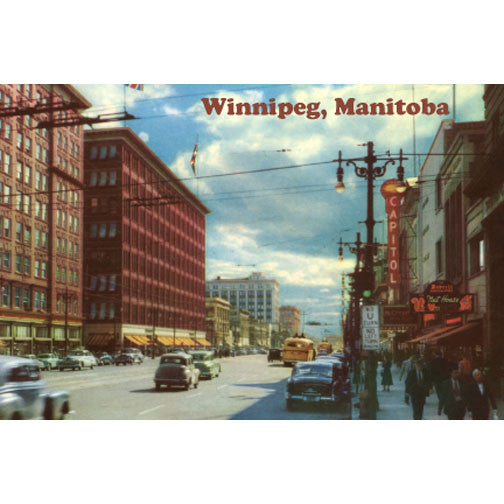 CCT0042 Downtown Winnipeg Portage Ave c1950 Postcard