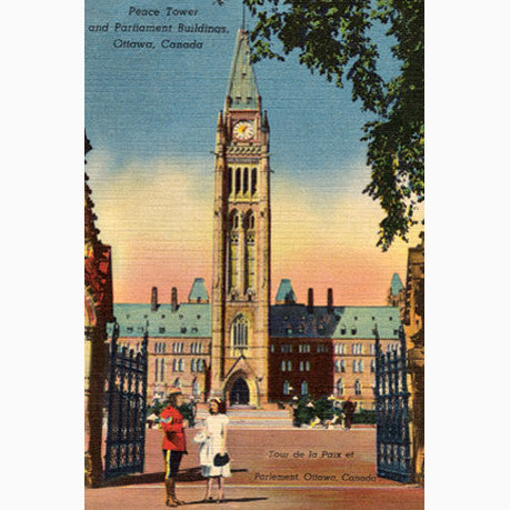 CCT0055 Canadian Parliament Peace Tower Ottawa c1945 Postcard