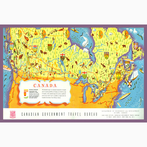 CCT0120 Animated Map of Canada c1953 Postcard