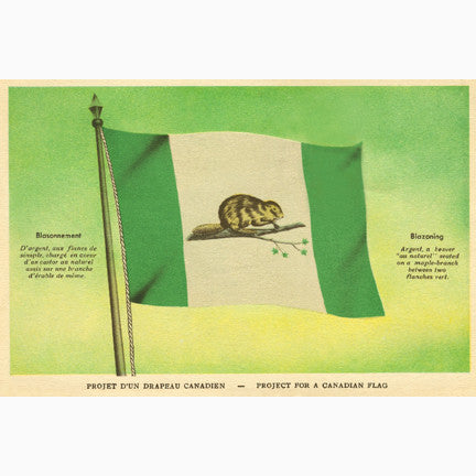 CCT0149 Canadian Beaver Flag 1965 Postcard