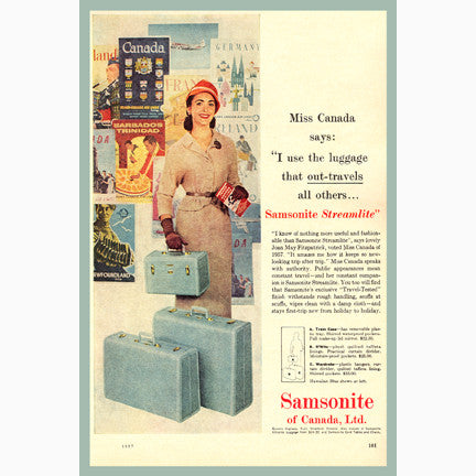 CCT0160 Miss Canada 1957 Samsonite Ad 1957 Postcard