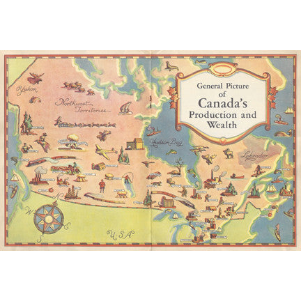 CCT0183 Animated Map of Canada's Production and Wealth 1940 Postcard