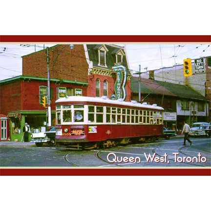 CCT0185 Witt Streetcar at Queen and Shaw 1963 Toronto Postcard