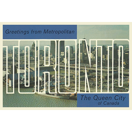 CCT0200 Queen City Toronto Outline with Skyline 1969 Postcard